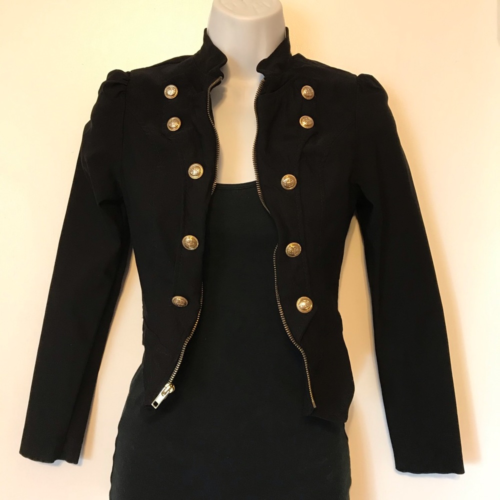 black military style cropped jacket